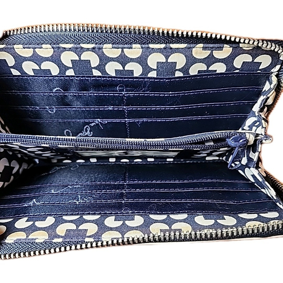 Vera Bradley Women's Dark Blue Leather Wallet Zippered - Picture 3 of 6